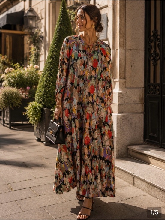 Natori Other - Natori “Crowded City” Dynasty Satin Zip Caftan